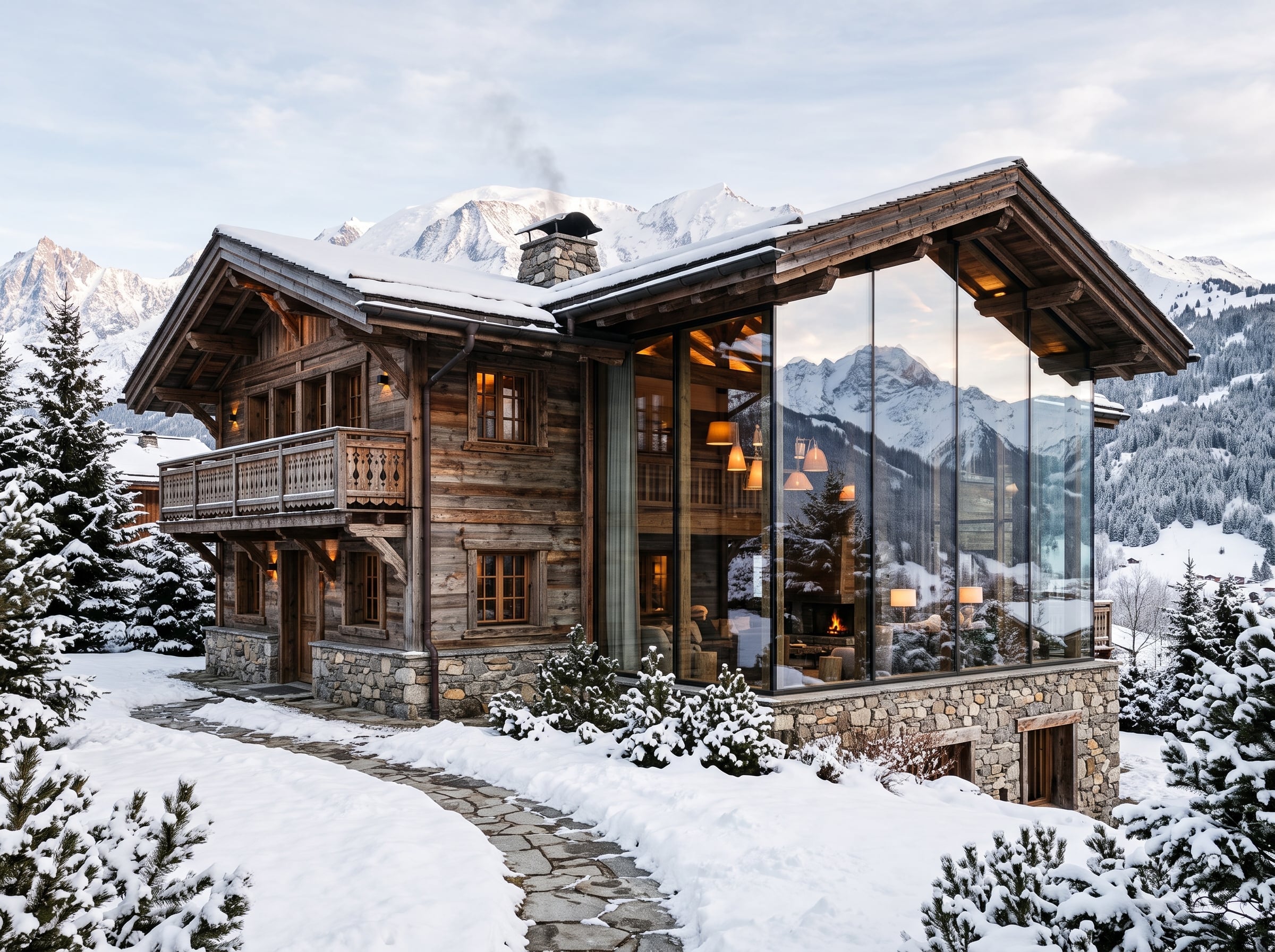 Un chalet, deux âges du verre